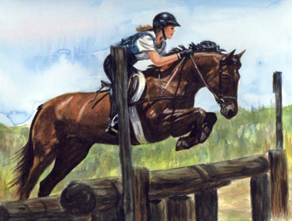 Jumper Horse Watercolor Carol Wells
