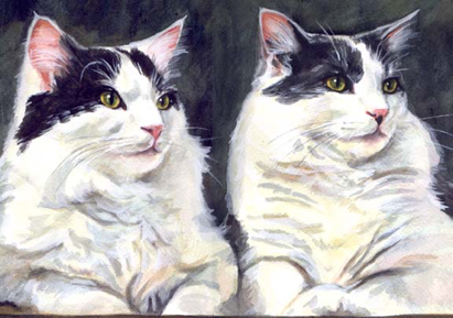 Black White Cats Watercolor Carol Wells