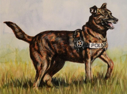 Police Dog Watercolor Carol Wells