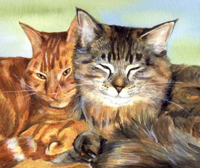 Cats Watercolor Carol Wells