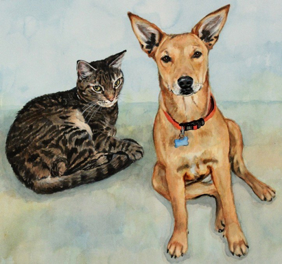 Dog Cat Watercolor Carol Wells