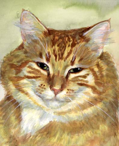 Orange Cat Watercolor Carol Wells