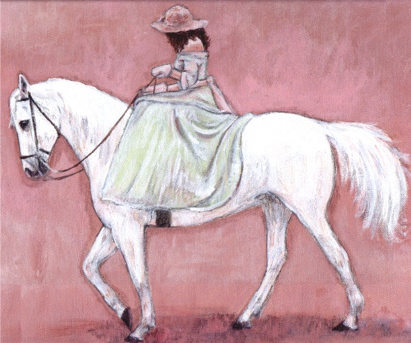 Girl Long Dress White Horse