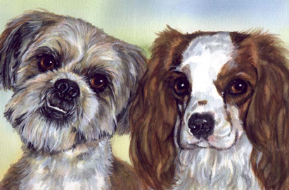 Dogs Watercolor Portrait Carol Wells