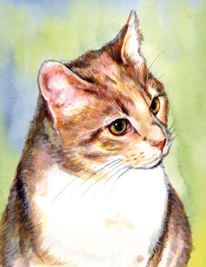Yellow Cat Watercolor Carol Wells